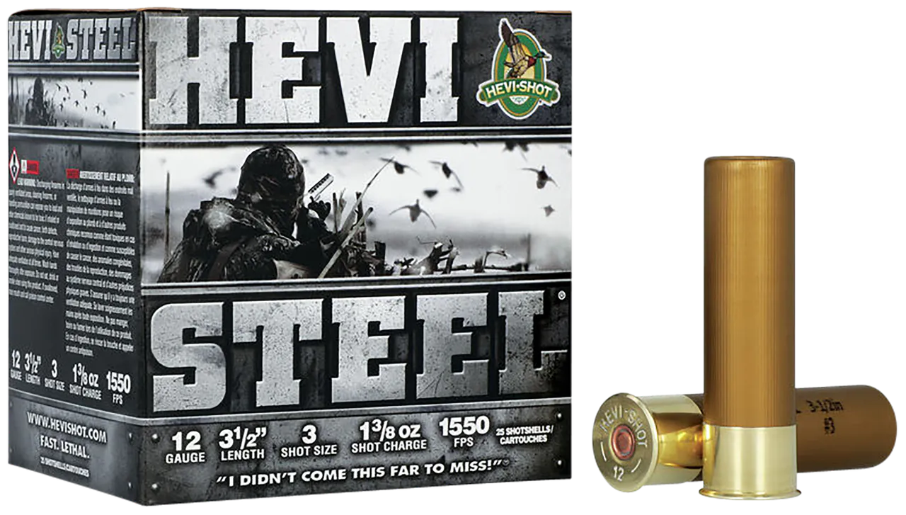 HEVI-Shot HS65003 HEVI-Steel  12Gauge 3.50" 1 3/8oz 3Shot 25 Per Box/10 Case