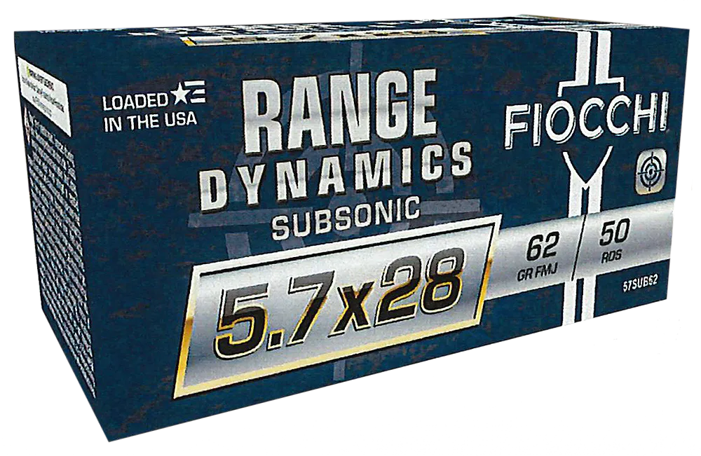 Fiocchi 57SUB62 Range Dynamics Subsonic 5.7x28mm 62gr Full Metal Jacket 50 Per Box/10 Case