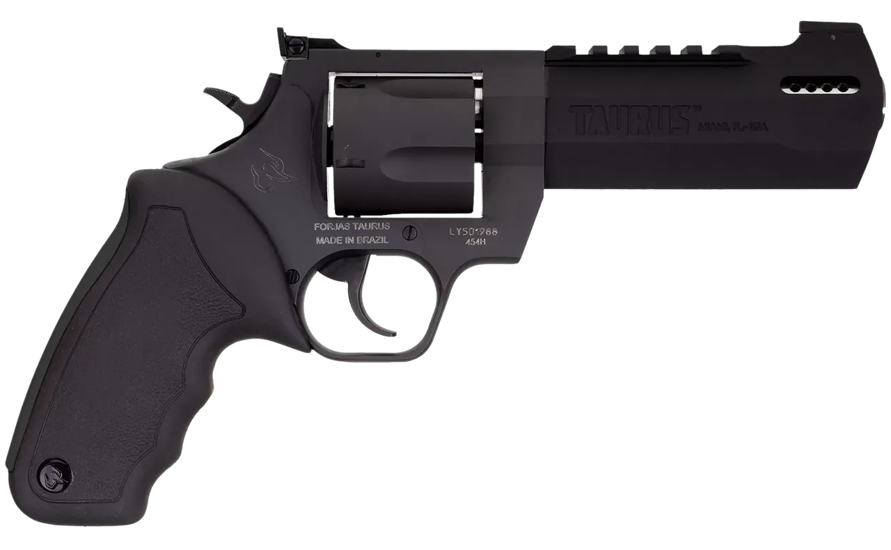Taurus 2454051RH Raging Hunter 454 Casull 5rd 5.12" Matte Black Oxide Steel Black Rubber with Integrated Red Cushion Insert Grip