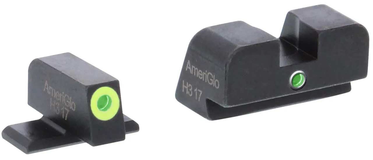 AmeriGlo SG301 i-Dot Sight Set for SIG Sauer  Green Tritium LumiGreen Outline Front Sight-Green Tritium Rear Sight