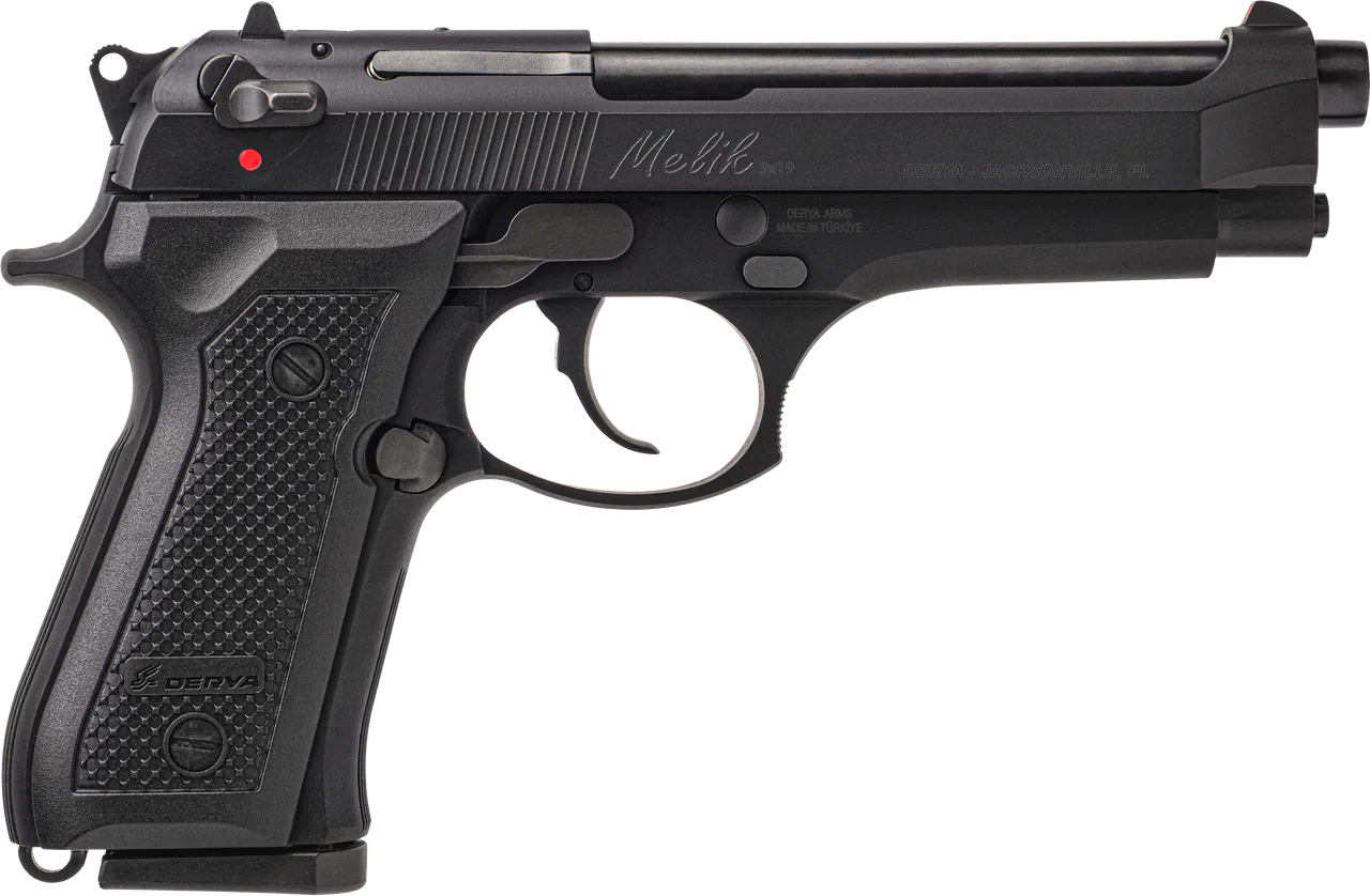 Derya Firearms MELIK9TR Melik  9mm Luger 17+1 4.90" Black Melonite Steel Barrel, Black Melonite Serrated Steel Slide,  Black Aluminum Frame, Black Polymer Grip