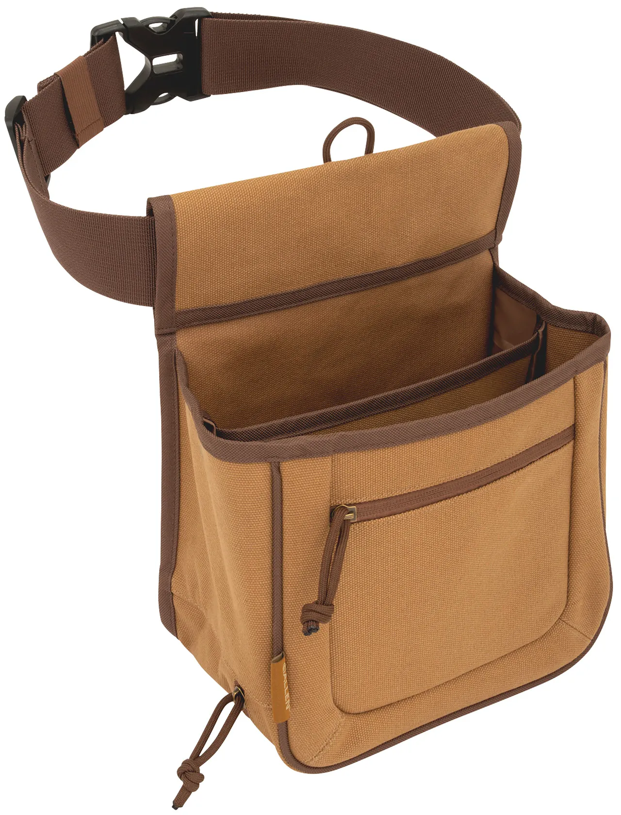 Allen 8332 Rival Double Compartment Shell Bag Tan Canvas Holds 2 Boxes of 2 3/4" 12 Gauge Shells Side By Side