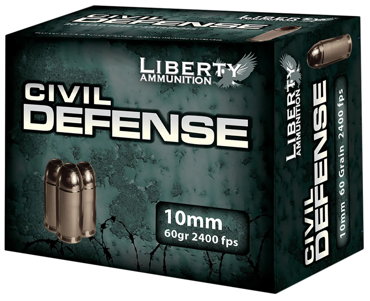 Liberty Ammunition LACD10032 Civil Defense 10mmAuto 60gr Lead Free Fragmenting Hollow Point 20 Per Box/50 Case