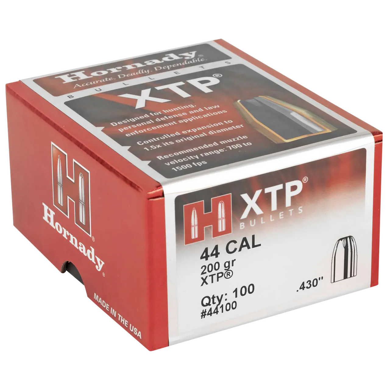 Hornady 44100 XTP 44 Cal .430 200 gr Hollow Point 100 Per Box/ 15 Case