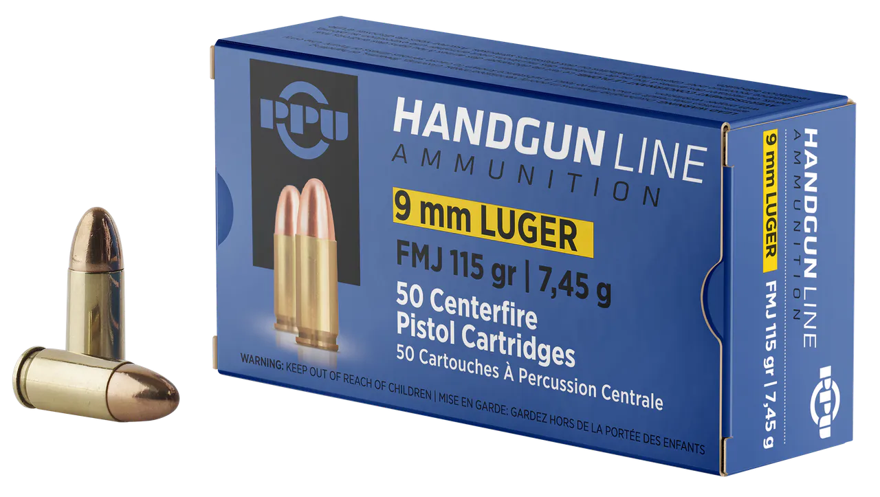 PPU PPH9F1 Handgun  9mmLuger 115gr Full Metal Jacket 50 Per Box/20 Case