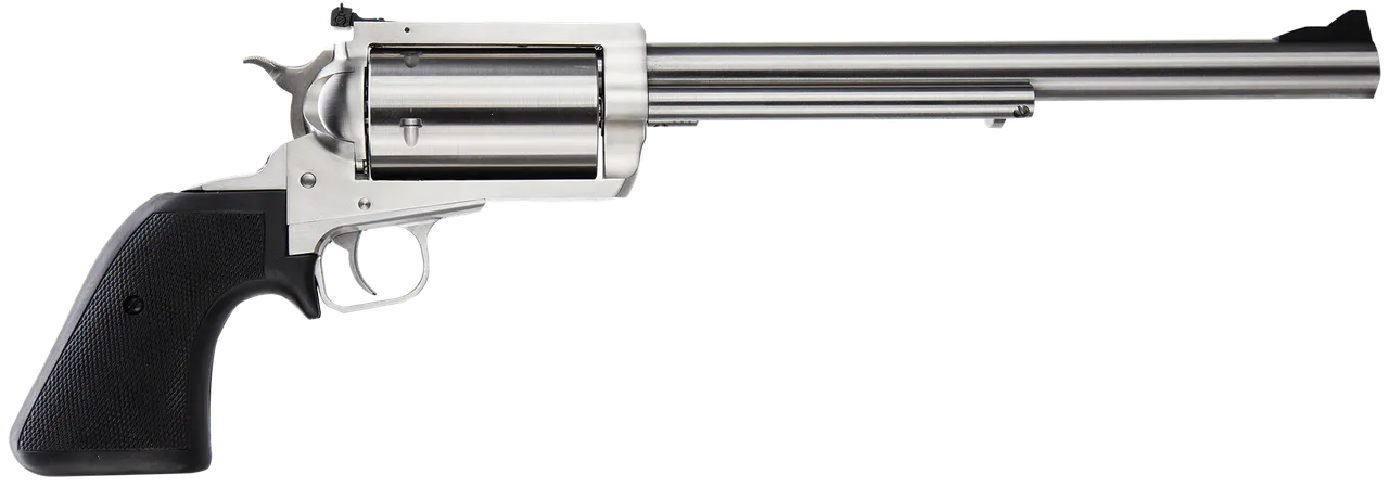 Magnum Research BFR4570 BFR Long Cylinder Large Frame 45-70 Gov 5 Shot, 10" Brushed Stainless Steel Barrel, Cylinder & Frame, Black Rubber Grip, Exposed Hammer