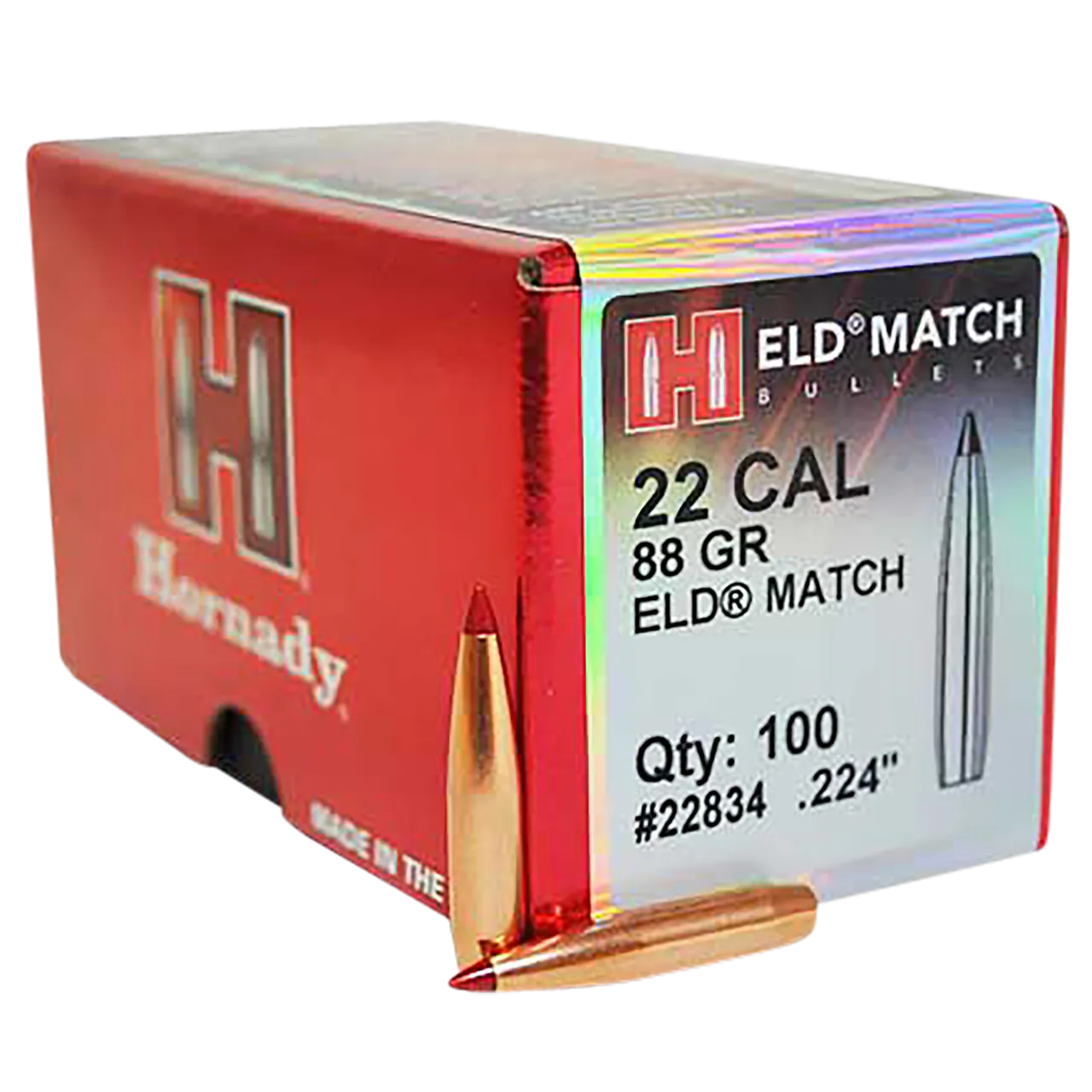Hornady 22834 ELD Match  22 Cal .224 88 gr Extremely Low Drag Match 100 Per Box/ 25 Case