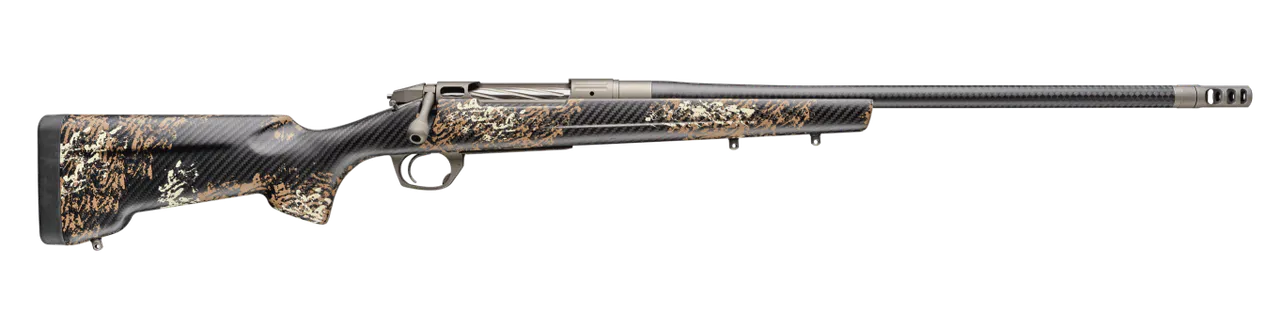 Bergara Rifles BPR38-300PRC Premier Cima Pro 300 PRC 3+1 22" Carbon Fiber CURE Threaded Barrel, Titanium Cerakote Stainless Steel Drilled & Tapped Receiver, Fixed Carbon Fiber w/Brown & Tan Sponge Acc