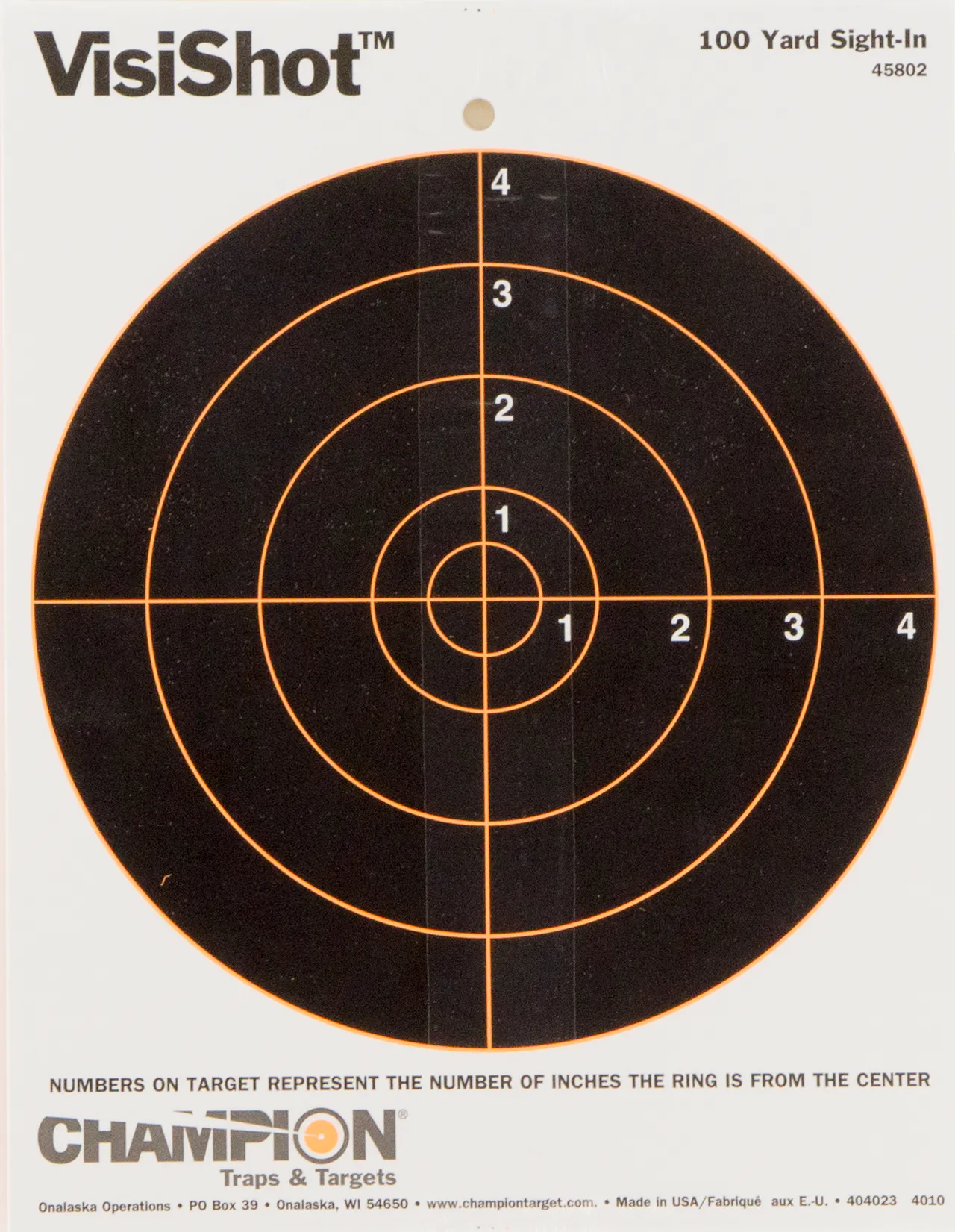 Champion Targets 45802 VisiShot  Hanging Paper Black/White 8" Bullseye 10 Pack