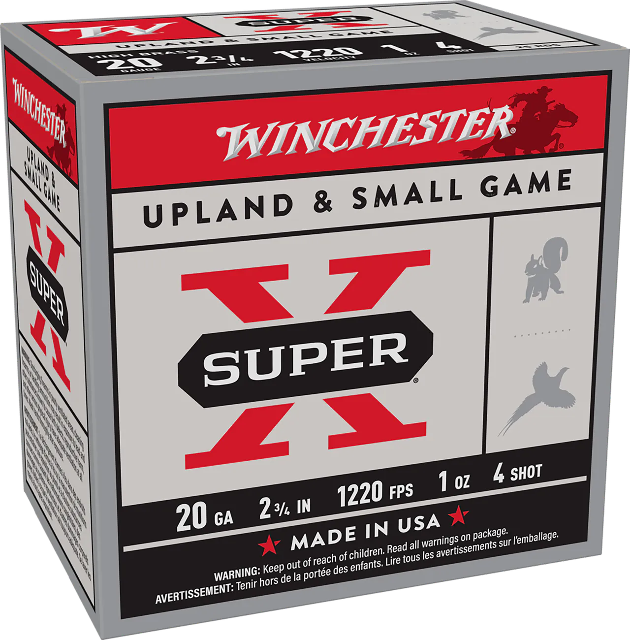 Winchester Ammo X204 Super X Heavy Game Load High Brass 20Gauge 2.75" 1oz 4Shot 25 Per Box/10 Case