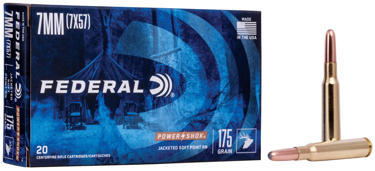 Federal 7A Power-Shok  7mmMauser 175gr Jacketed Soft Point 20 Per Box/10 Case
