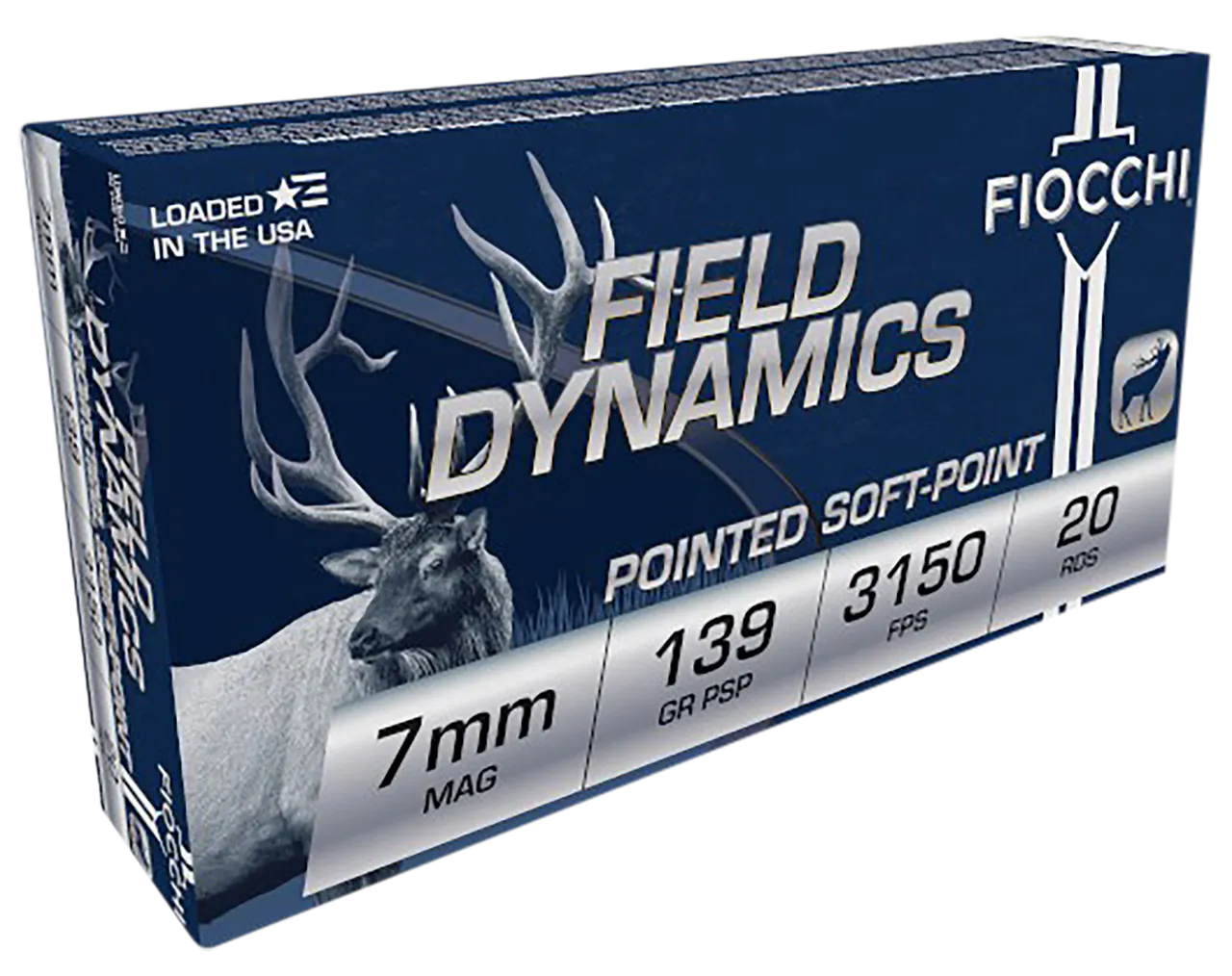 Fiocchi 7RMA Field Dynamics 7mmRemMag 139gr Pointed Soft Point 20 Per Box/10 Case