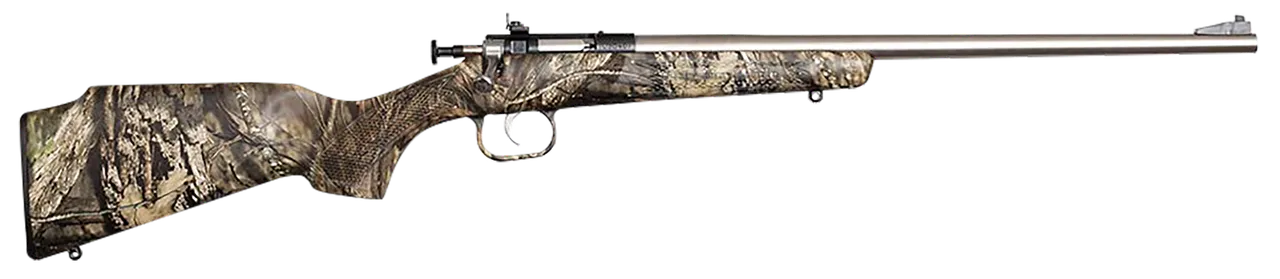 Crickett KSA2166 Youth 22 LR 1rd 16.12" Stainless Steel Barrel, Fixed Front/Adjustable Rear Peep Sights, Mossy Oak Break-Up Synthetic Stock w/11.5" LOP, Rebounding Firing Pin Safety