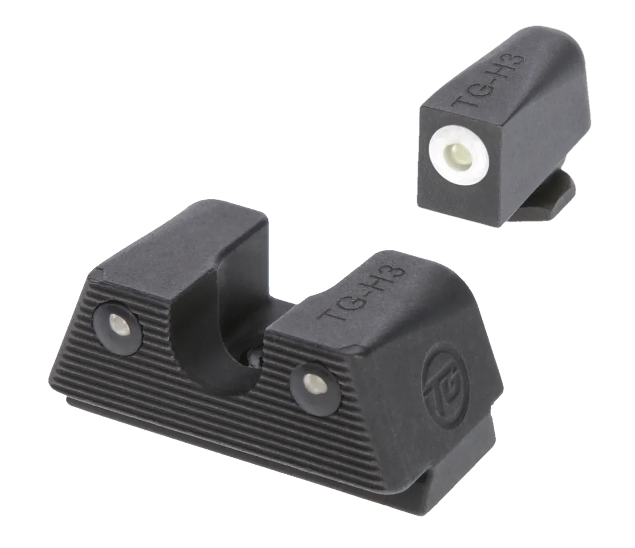 TruGlo TGTG231G1XW Tritium X Low, White Outline Tritium Front/ Green Tritium Rear/Black Nitride Fortress Frame, Compatible w/Most Glock Except MOS, Front Post/Rear Dovetail Mount