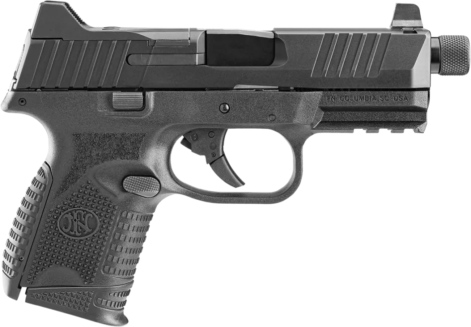 FN 66100783 509CT  Compact 9mm Luger 10+1, 4.32" Black Steel Threaded Barrel, Black PVD Optic Cut/Serrated Stainless Steel Slide, Black Polymer Frame w/Picatinny Rail, Ambidextrous