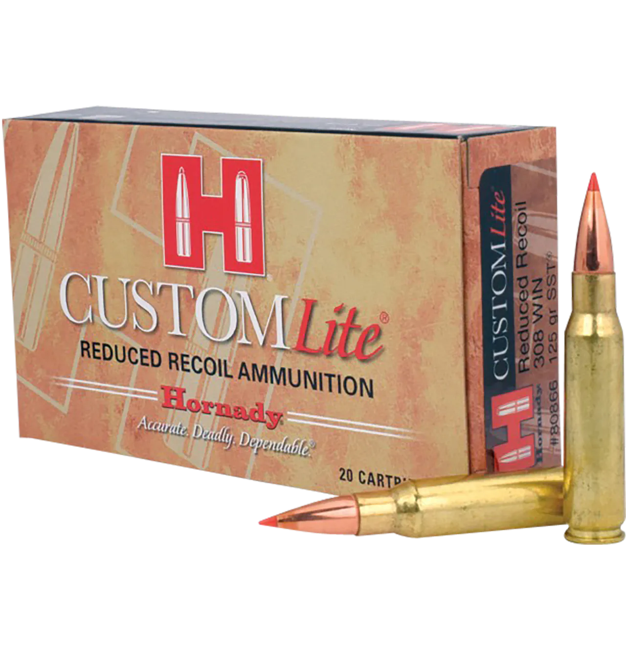 Hornady 80866 Custom Lite  308Win 125gr Super Shock Tip 20 Per Box/10 Case