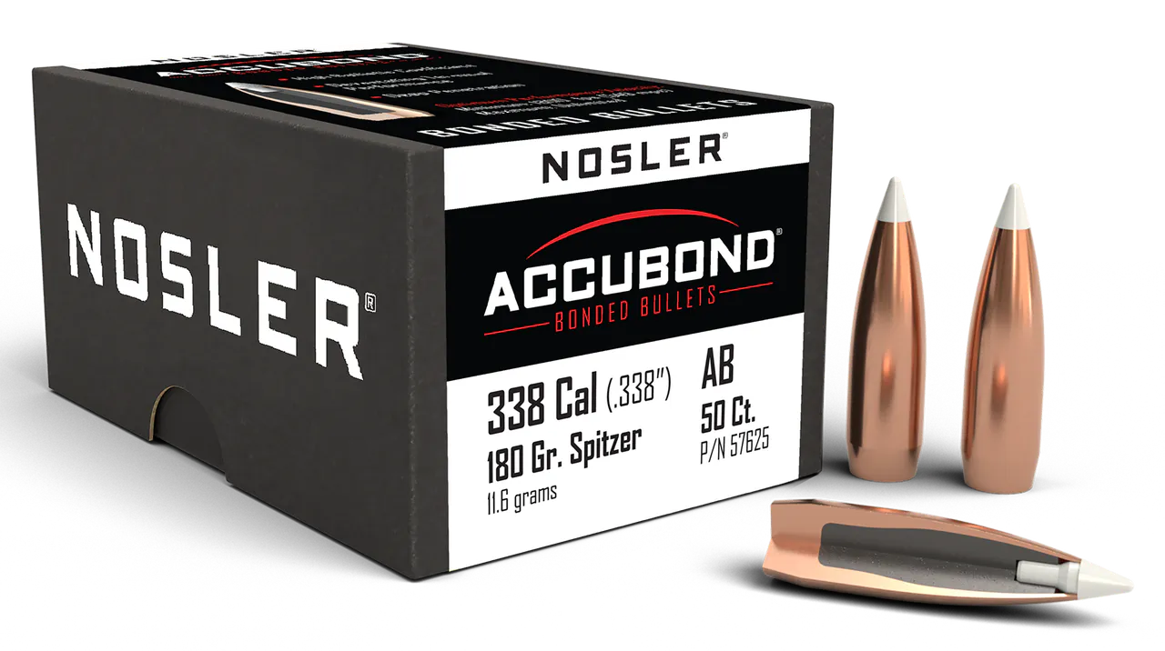 Nosler 57625 AccuBond  338Cal 180gr Spitzer Point Boat Tail 50/Box