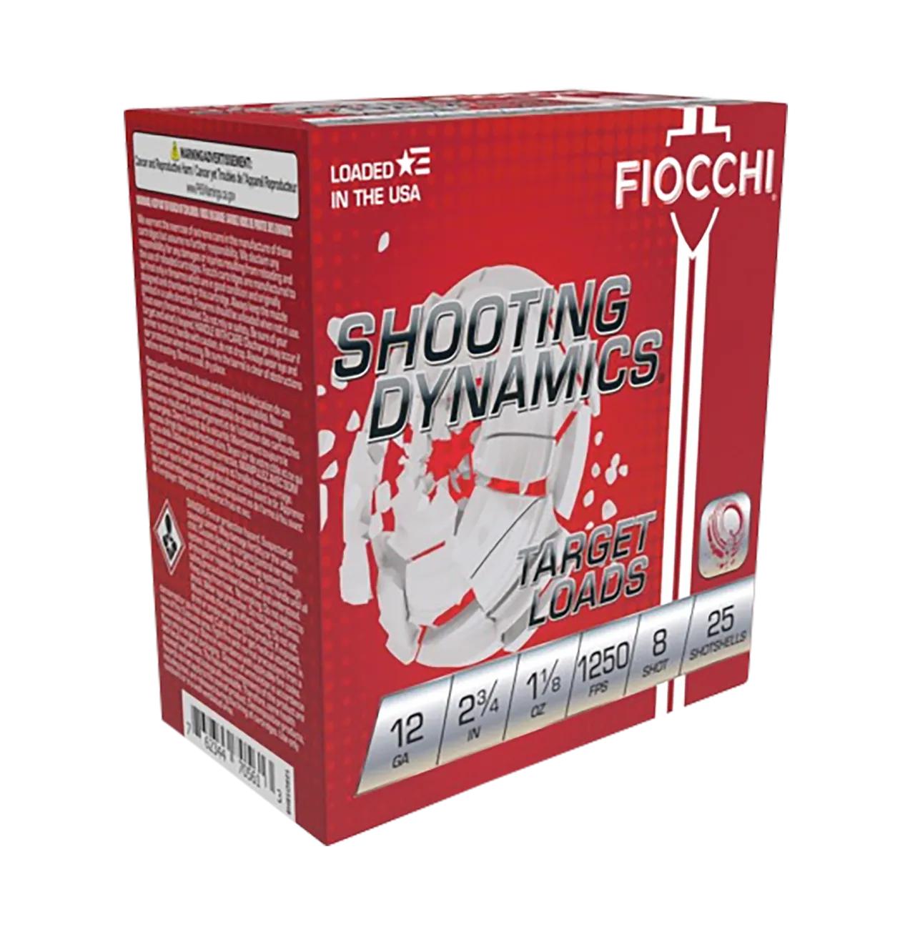 Fiocchi 12SD18X8 Shooting Dynamics 12Gauge 2.75" 1 1/8oz 8Shot 25 Per Box/10 Case
