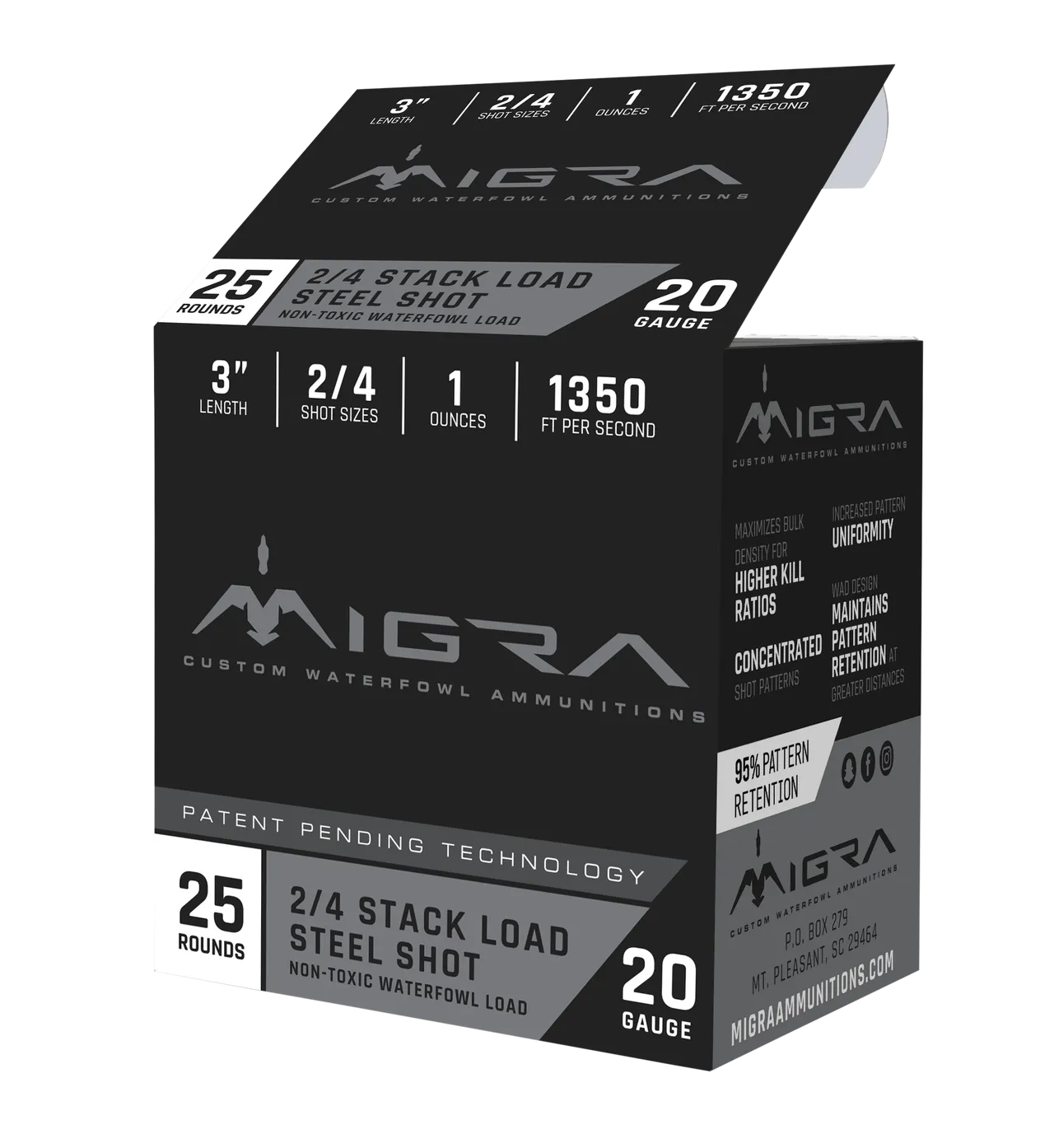 Migra Ammunitions M20S24 Combinational  20Gauge 3" 1oz 2/4Shot 25 Per Box/10 Case
