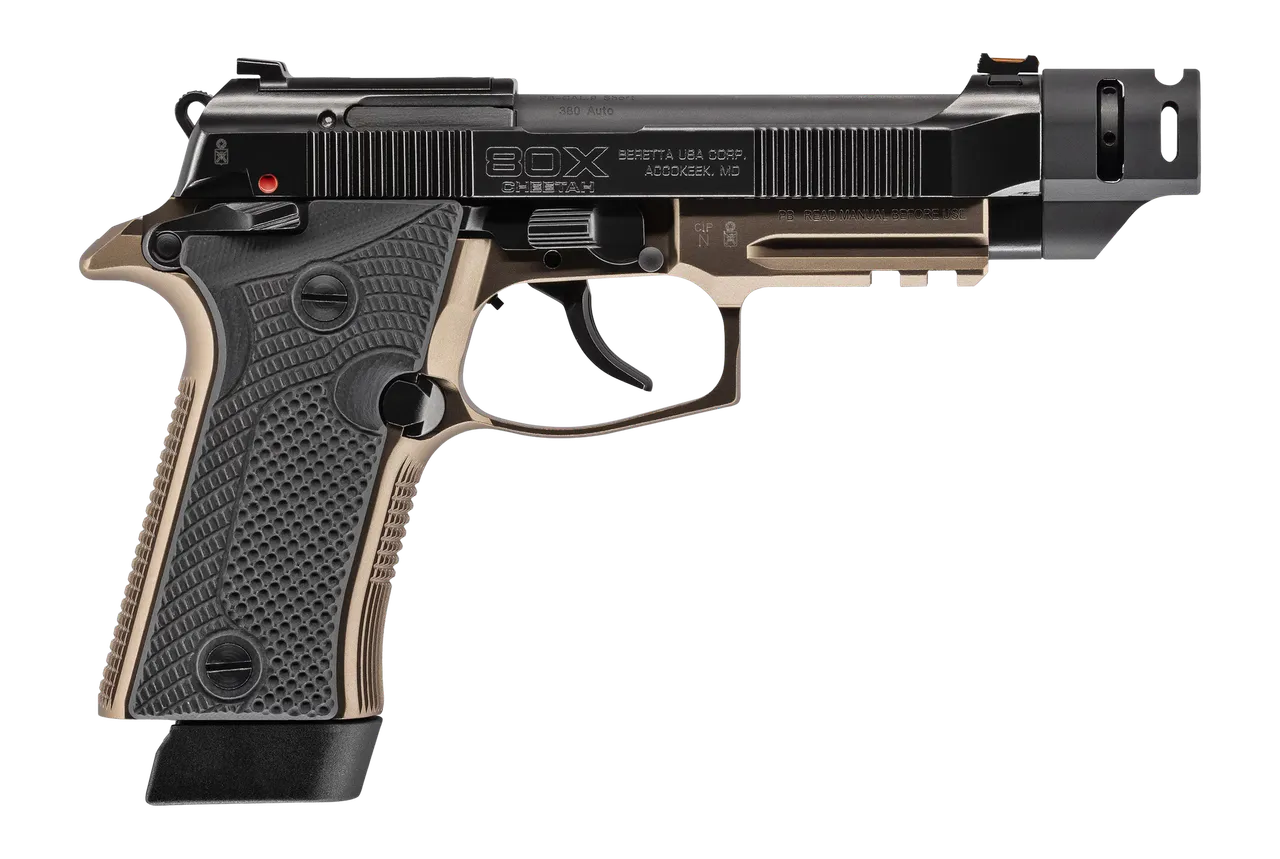Beretta USA J80XTACLED10 80X Cheetah Tactical Urban Micro-Compact Frame 380 ACP 10+1 4.40" Threaded Barrel, Optic Ready/Serrated Slide, Steel Frame w/Picatinny Rail, Vertec Grip