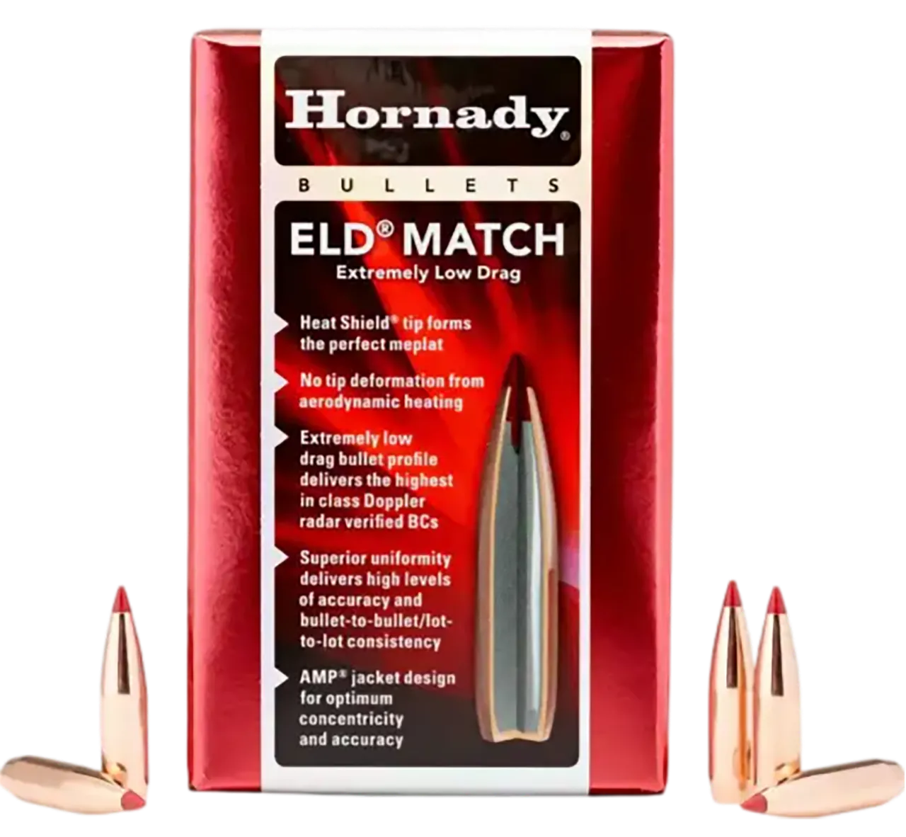 Hornady 2561 ELD Match 25 Cal .257 134 gr Extremely Low Drag Match 100 Per Box/ 15 Case