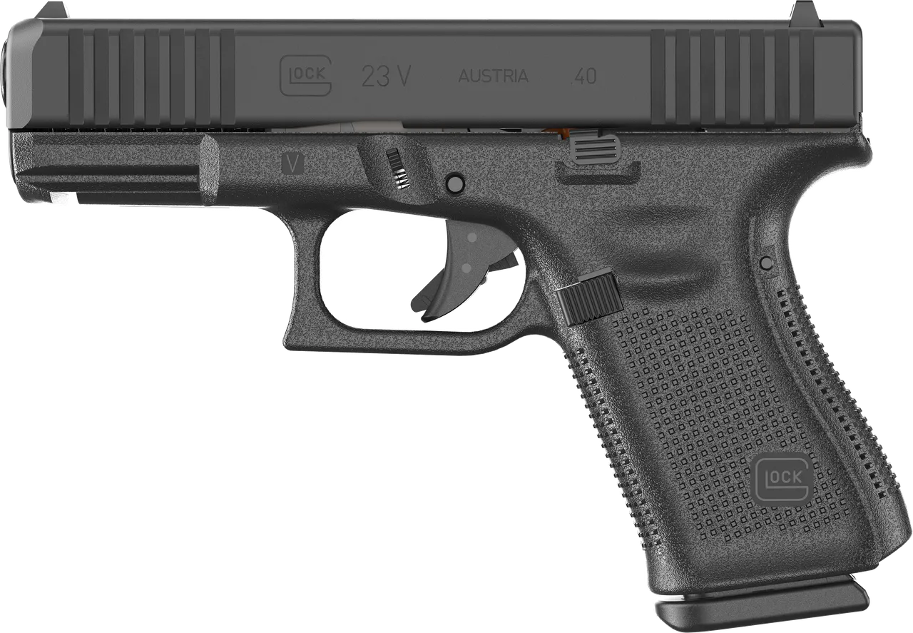 Glock PV2350201 G23 V 40 S&W 10+1 4.02" Black GMB Barrel, Black nDLC Steel Serrated Slide, Black Polymer Frame w/Accessory Rail, Interchangeable Backstrap Grip, Ambidextrous