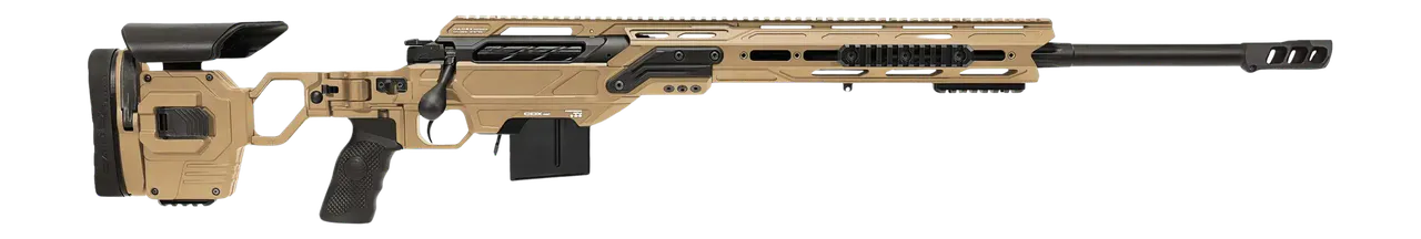 Cadex Inc CDXMCKRKN33827BR30I2D3 CDX-MC Kraken 338 Lapua Mag 5+1 27" Black DLC Match Grade Threaded Barrel, Hybrid Tan Receiver w/Picatinny Rail, M-LOK Handguard, Hybrid Tan Adjustable Folding Buttsto