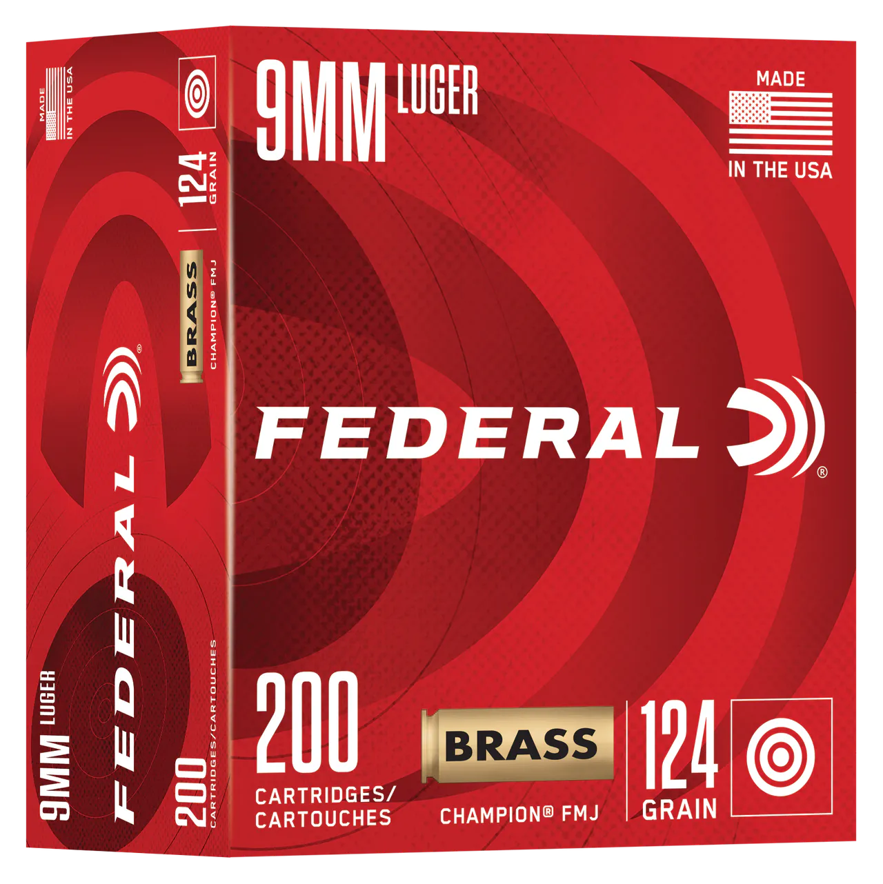 Federal C9124A200   9mmLuger 124gr Full Metal Jacket 200/Box