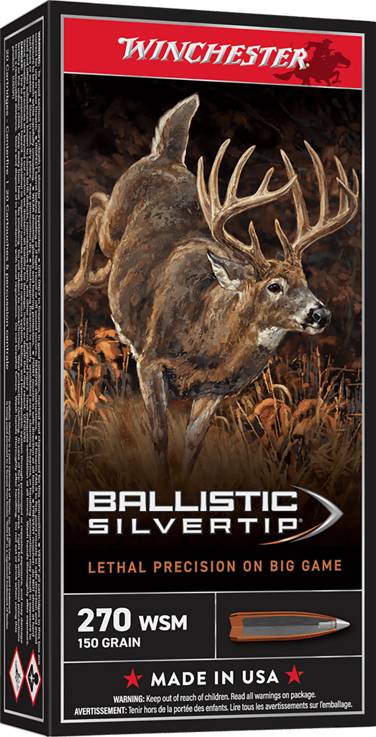 Winchester Ammo SBST2705A Ballistic Silvertip 270WSM 150gr Rapid Controlled Expansion Polymer Tip 20 Per Box/10 Case