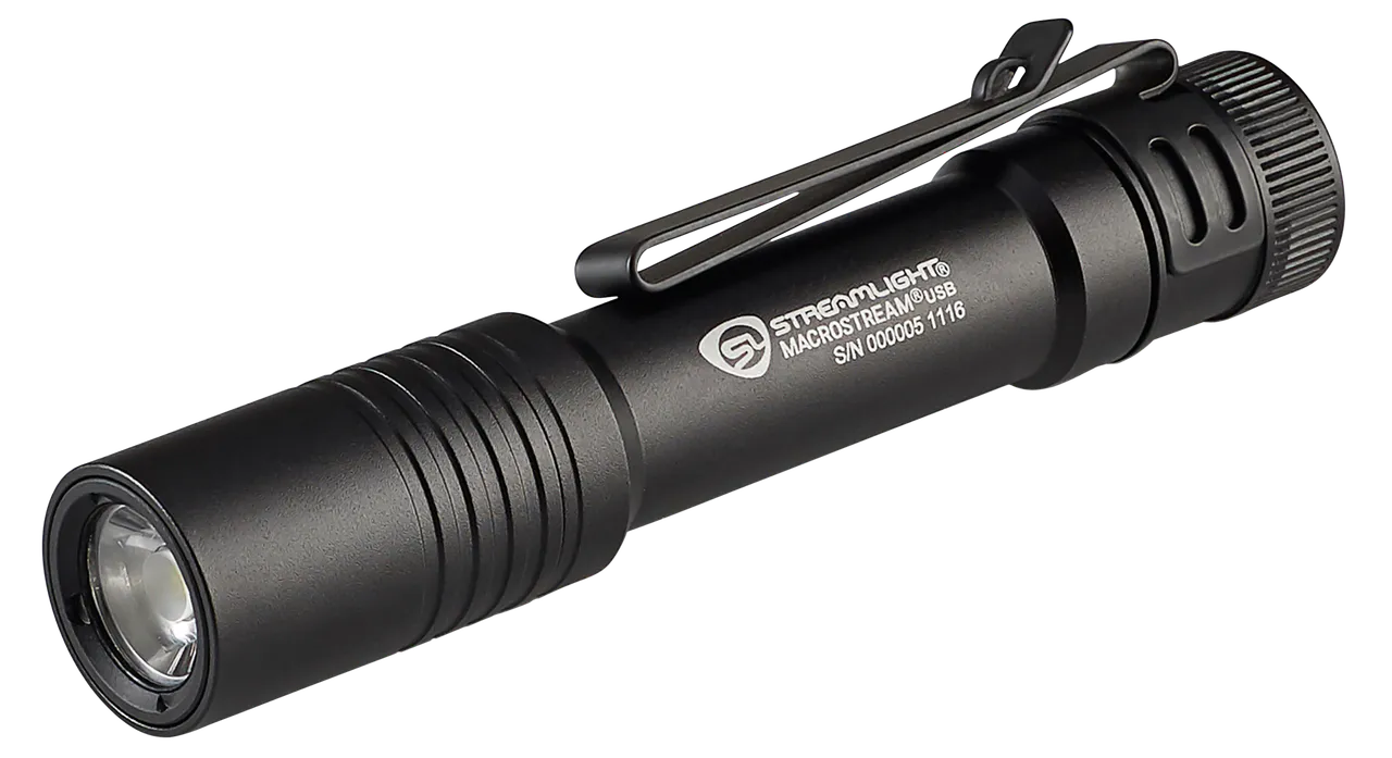 Streamlight 66320 Macrostream USB Everyday Carry Flashlight  Black Anodized 50/500 Lumens  White LED