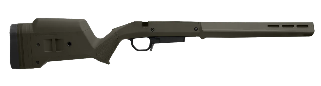 Magpul MAG1207-ODG Hunter American Stock OD Green Adjustable Synthetic Stock with Aluminum Chassis for Short Action Ruger American Right Hand Includes STANAG Mag Well