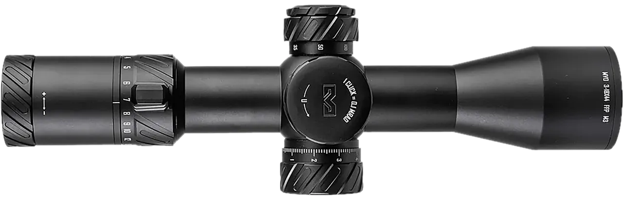 Meprolight USA 901246703 MVO Matte Black Anodized 3-18x44mm, 34mm Tube, Illuminated M3 MRAD Etched Green/Red Reticle