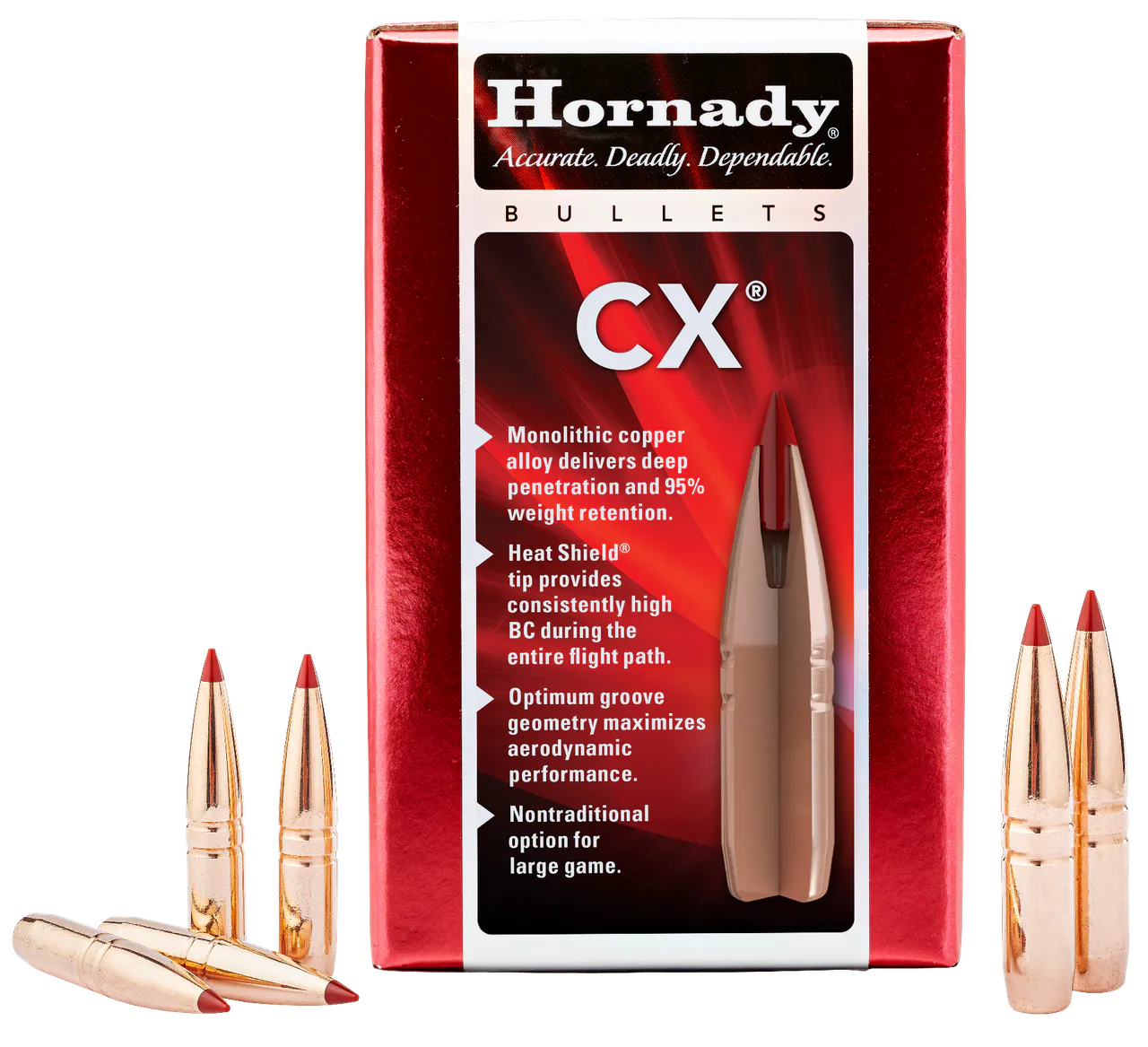 Hornady 304704 CX 30 Cal 165 gr Copper Solid 50 Per Box/ 25 Case