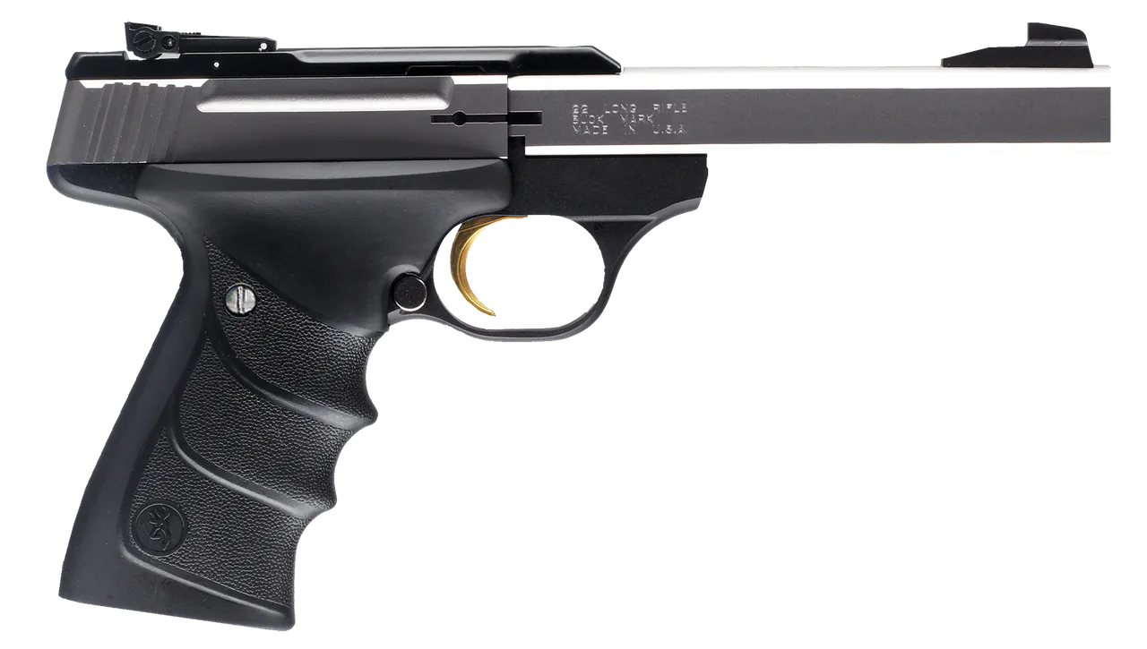 Browning 051409490 Buck Mark Standard *CA Compliant 22 LR 10+1 5.50" Slab Side Barrel, Stainless Serrated SS Slide, Matte Black Aluminum Frame, Finger Grooved Black Ultragrip RX Grip