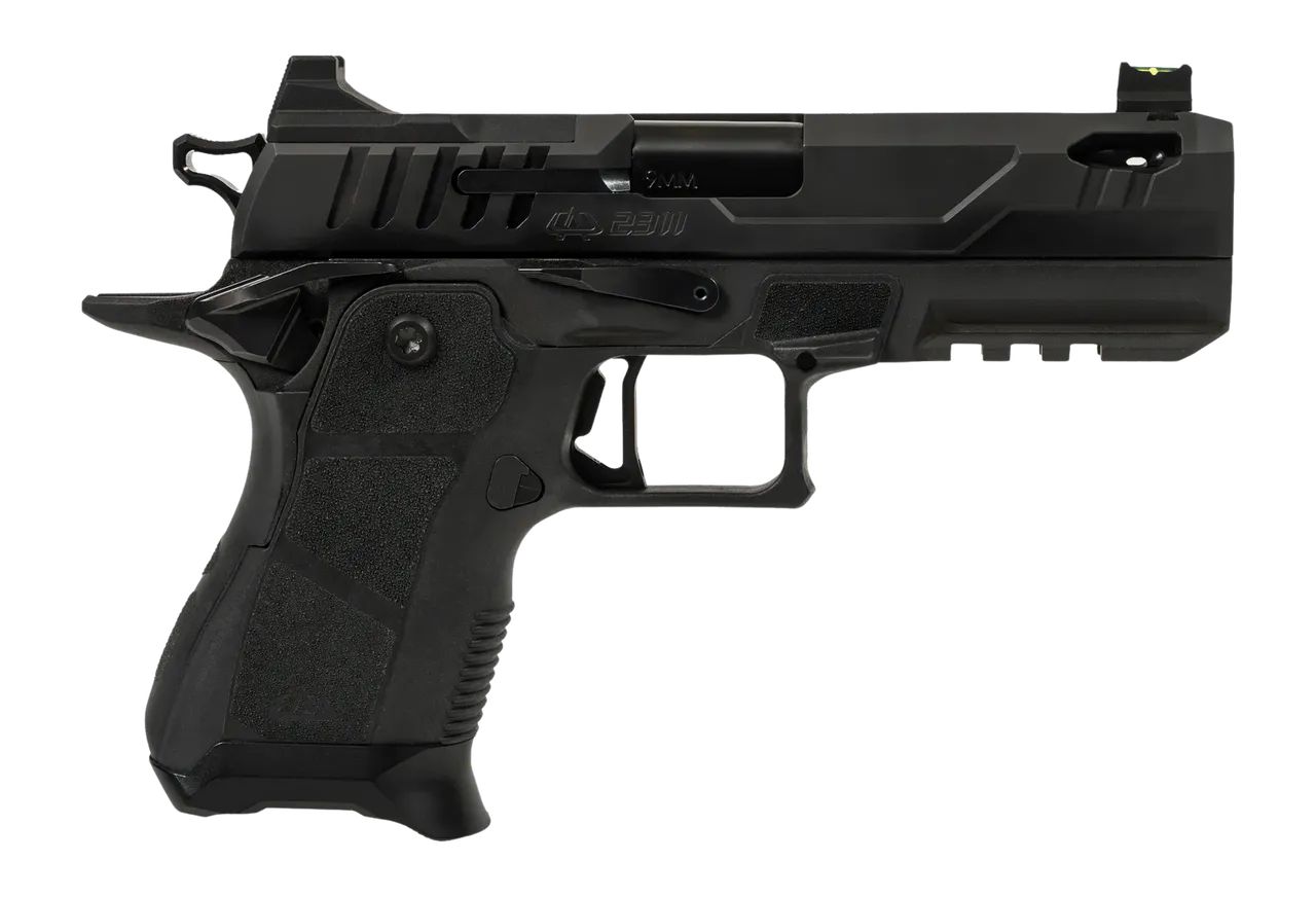 Oa Defense 2311 Pro Compact Frame 9mm Luger 15+1 4.25" Ported Barrel, DLC Black Steel Optic Ready/Serrated Slide, Black Aluminum Frame w/Picatinny Rail, Black Polymer Grip, Ambidextrous