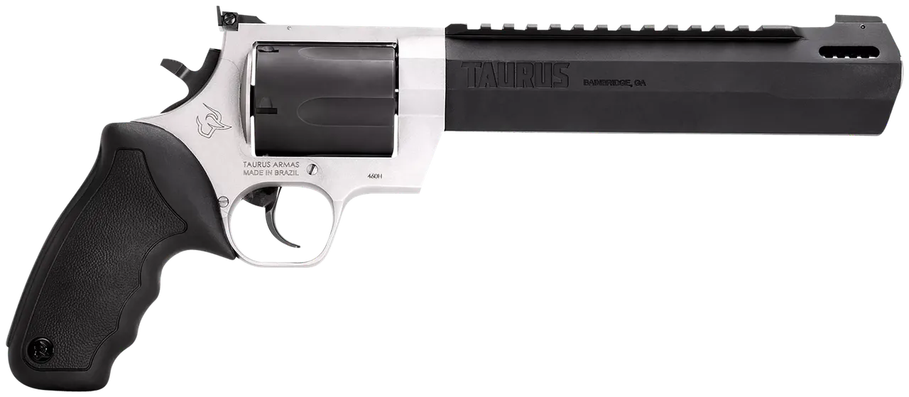 Taurus 2460085RH Raging Hunter 460 S&W Mag 5rd 8.37" Matte Black Oxide Cylinder & Barrel Matte Stainless Steel Frame Black Rubber with Integrated Cushion Insert Grip