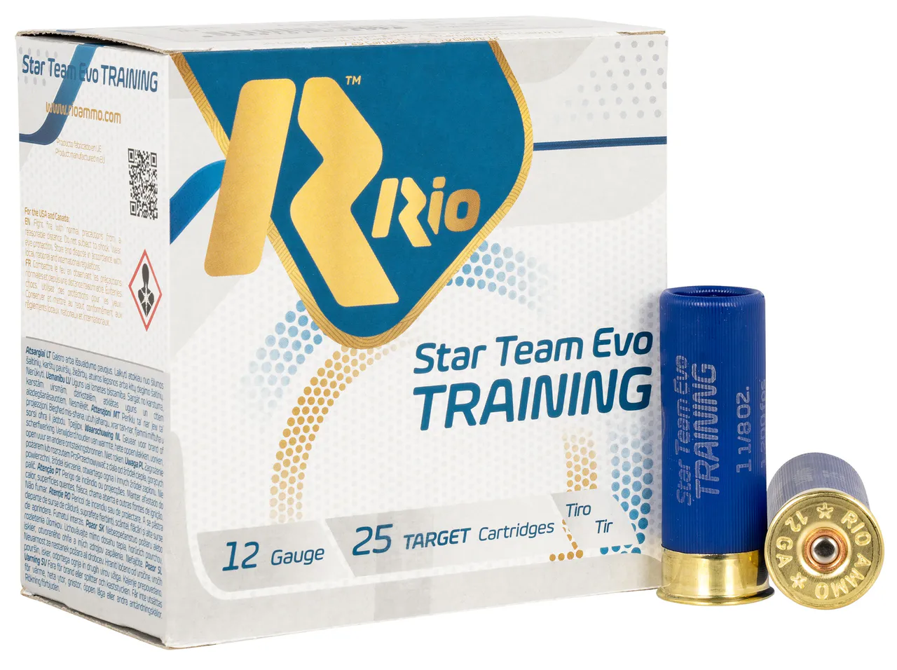 Rio Ammunition STT3275 Star Team EVO Training 12Gauge 2.75" 1 1/8oz 7.5Shot 25 Per Box/10 Case