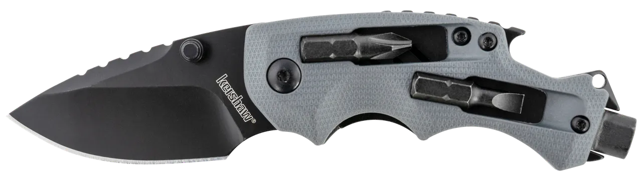 Kershaw 8720 Shuffle DIY 2.40" Folding Drop Point Plain Black Oxide 8Cr13MoV SS Blade Gray Glass-Filled Nylon Handle Includes Pocket Clip