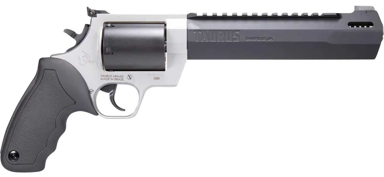 Taurus 2500085RH Raging Hunter  Large Frame 500 S&W Mag 5rd 8.38" Matte Black Ported/Target Crown Barrel, Matte Black Oxide Cylinder, Matte Stainless Steel Frame, Black Rubber Grip