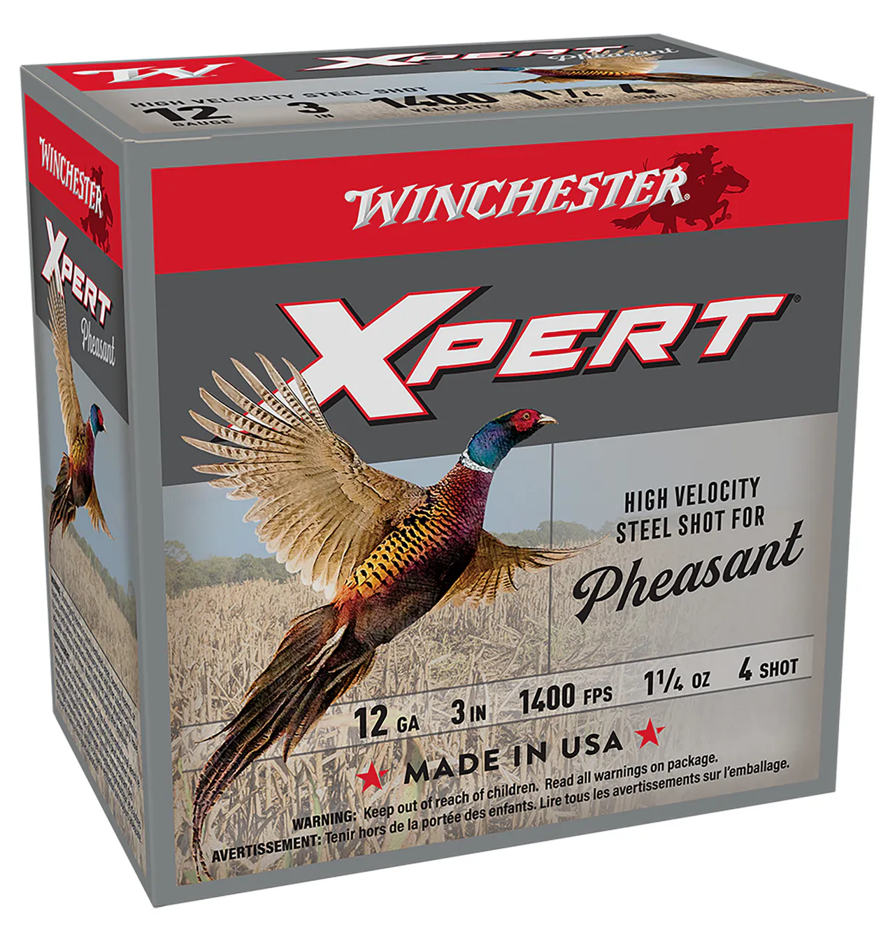 Winchester Ammo WEXP123H4 Xpert Pheasant Lead Free High Velocity 12Gauge 3" 1 1/4oz 4Shot 25 Per Box/10 Case