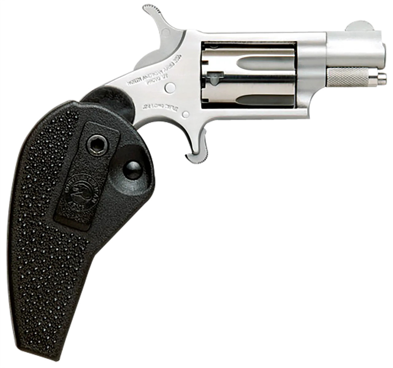 North American Arms 22MSHG Mini-Revolver Compact Frame 22 WMR 5 Shot 1.13" Stainless Steel Barrel, Frame & Cylinder, Black Synthetic Holster Grip, Exposed Hammer