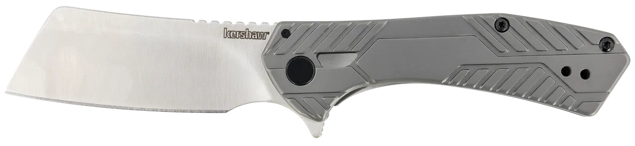 Kershaw 3445 Static  2.90" Folding Cleaver Plain Satin 8Cr13MoV SS Blade Gray PVD Stainless Steel Handle Includes Pocket Clip