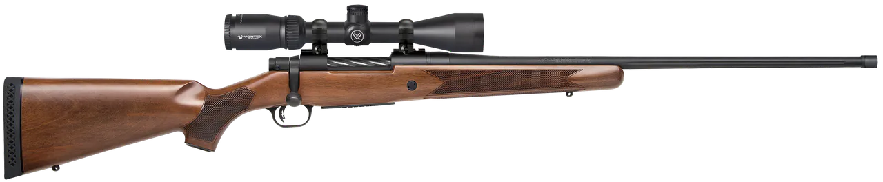 Mossberg 28238 Patriot w/Optic Full Size 450 Bushmaster 4+1 20" Matte Blued Threaded Barrel, Matte Blued Drilled & Tapped Receiver, Walnut Fixed Stock, Vortex Crossfire II 3-9x40mm Scope, Right Hand