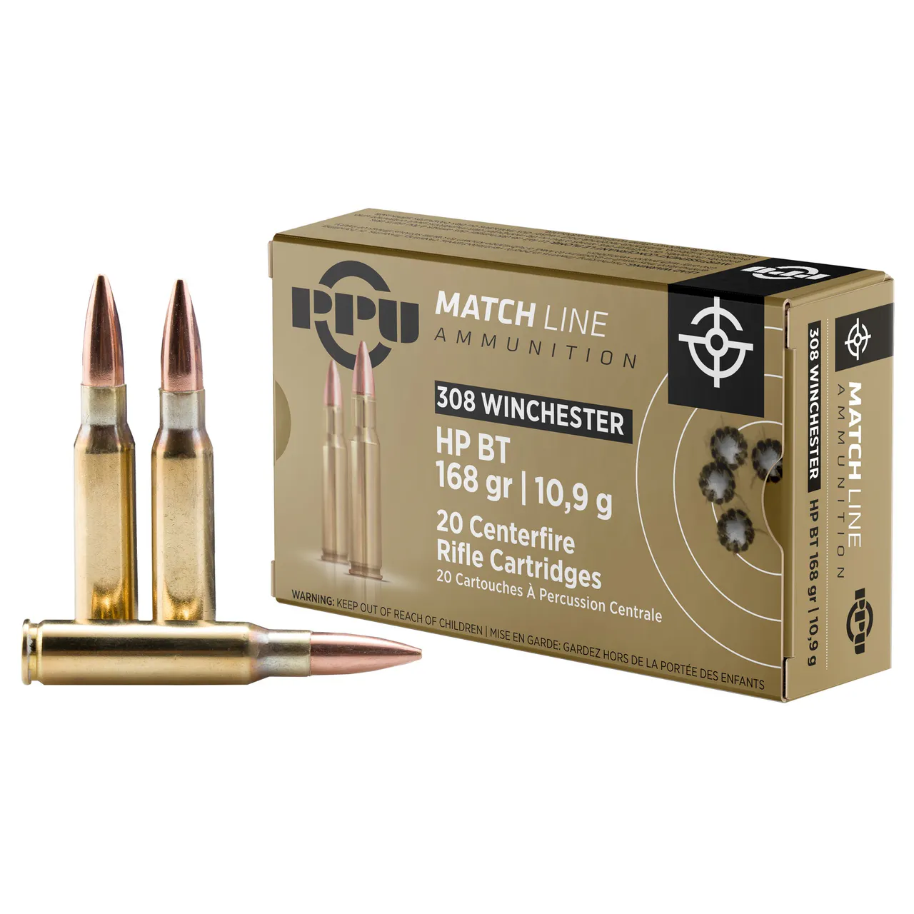 PPU .308 WIN MATCH 168GR HPBT 20/200