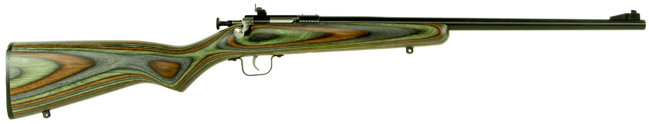 Crickett KSA2252 Youth  22 LR 1rd 16.12" Blued Barrel & Receiver, Fixed Front/Adjustable Rear Peep Sights, Camo Laminate Stock w/11.5" LOP, Rebounding Firing Pin Safety