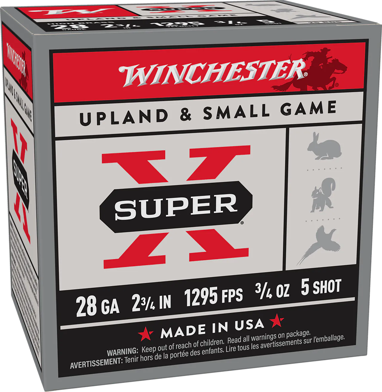 Winchester Ammo X285 Super X Heavy Game Load High Brass 28Gauge 2.75" 3/4oz 5Shot 25 Per Box/10 Case