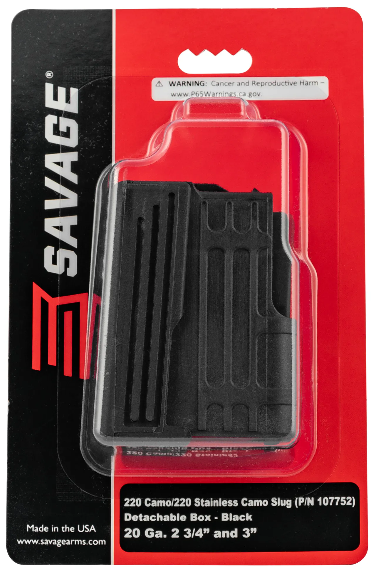 Savage Arms 55159 220  2rd 20 Gauge Black Polymer