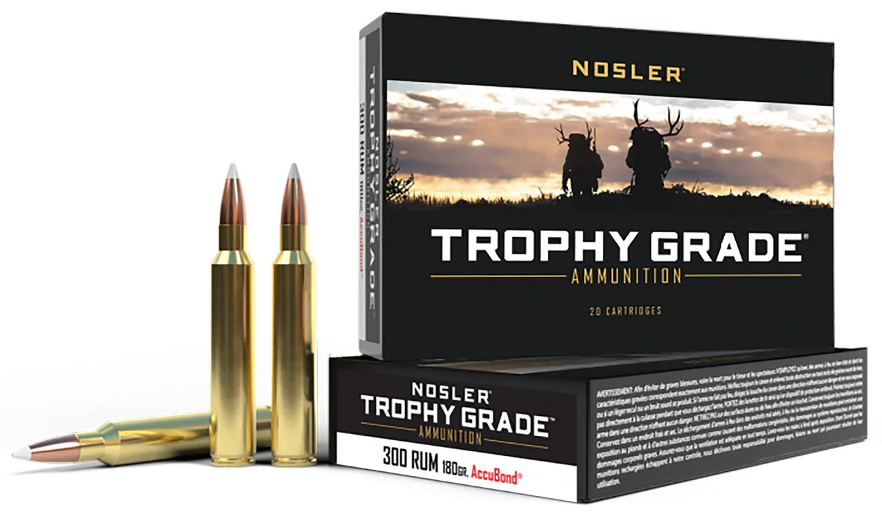 Nosler 60065 Trophy Grade  300RUM 180gr Nosler AccuBond 20 Per Box/10 Case