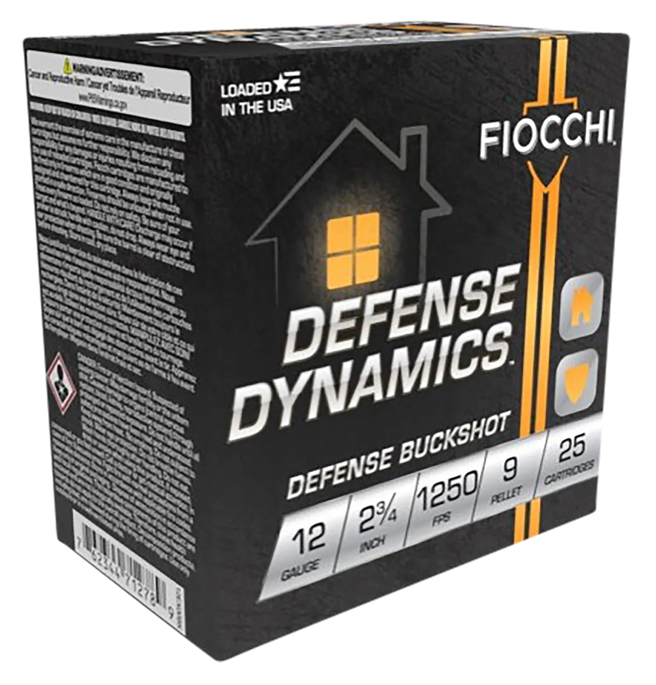 Fiocchi 12EX9P Defense Dynamics Defense Buckshot 12Gauge 2.75" 25 Per Box/10 Case