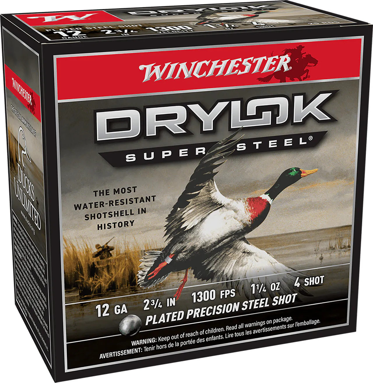 Winchester Ammo XSM124 Drylok Super Steel Magnum 12Gauge 2.75" 1 1/4oz 4Shot 25 Per Box/10 Case